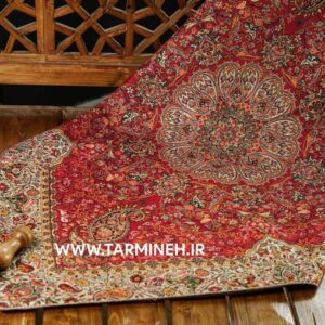 رومیزی مربع ترمه برند نگین خاتم طرح افشار رنگ قرمز